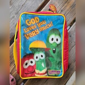 Y2K VEGGIE TALES KIDS VGUC RED VEGGIES "GOD LOVES YOU VERY MUCH Bible Book Cover